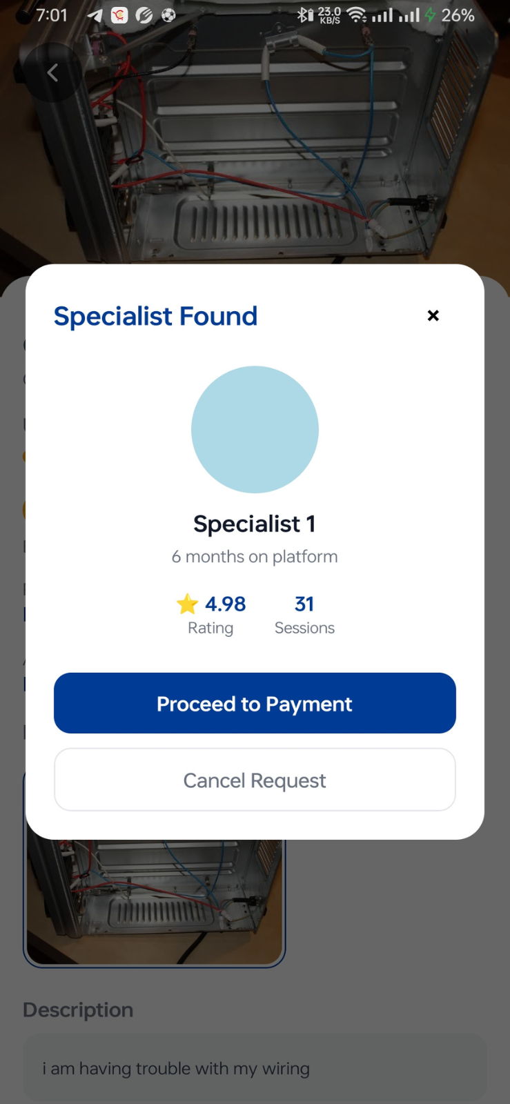 Specialist list in the app